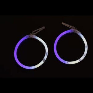 Glow In The Dark Hoop Earrings Bi-Color - White Purple (50 Pairs Per Pack) - Glow-Paradise