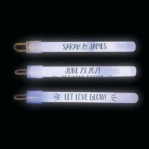 4 Inch Personalized Let Love Glow Sticks (White Color, 12 Count Per Pack) - Glow-Paradise