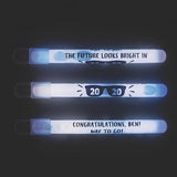 4 Inch Personalized Graduation Glow Sticks (White Color, 12 Count Per Pack) - Glow-Paradise