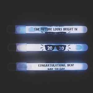 4 Inch Personalized Graduation Glow Sticks (White Color, 12 Count Per Pack) - Glow-Paradise