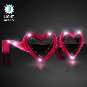 LED Light Up Heart Sunglasses (Pink Color, 1 Per Pack) - Glow-Paradise