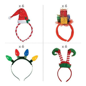 Christmas Headband Assortment (24 Quantity Per Pack) - Glow-Paradise
