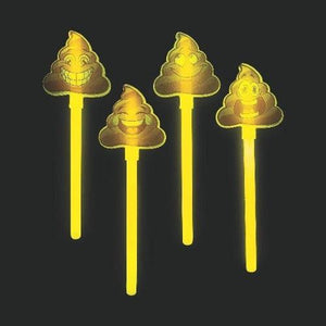 Glow In The Dark Poop Emoji Wands (12 Per Pack) - Glow-Paradise
