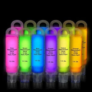Glominex Glow Paint 1 oz Tubes (Assorted Colors, 12 Tubes Per Pack) - Glow-Paradise