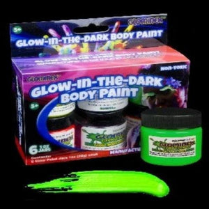 Glominex Glow Body Paint 1oz Jars - Retail Ready (Assorted Colors, 6 Jar Per Pack) - Glow-Paradise