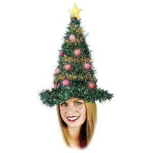 Christmas Tree Hat with Light Up Star (1 Quantity Per Pack) - Glow-Paradise