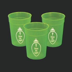10oz Glow In The Dark Christian Pumpkin Plastic Cups (12 Cups Per Pack) - Glow-Paradise