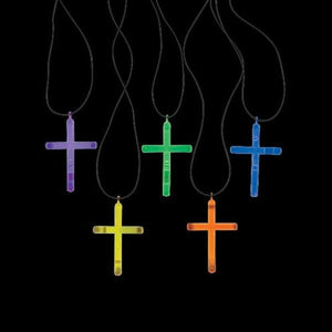 15 Inch Glow Stick Cross Necklaces (Green Color, 50 Necklaces Per Pack) - Glow-Paradise