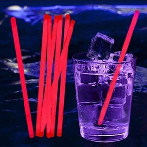6.5 Inch Glow In The Dark Super Bright Multipurpose Drink Stirrers (Red Color, 15 Stirrers Per Pack) - Glow-Paradise