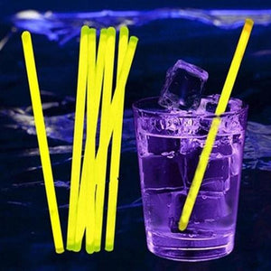6.5 Inch Glow In The Dark Super Bright Multipurpose Drink Stirrers (Yellow Color, 15 Stirrers Per Pack) - Glow-Paradise
