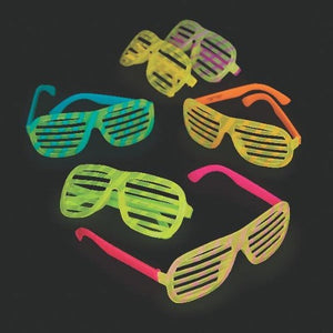 Bright Glow In The Dark Shutter Glasses Adult (Assorted Colors, 12 Glasses Per Pack) - Glow-Paradise
