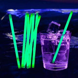 6.5 Inch Glow In The Dark Super Bright Multipurpose Drink Stirrers (Green Color, 15 Stirrers Per Pack) - Glow-Paradise