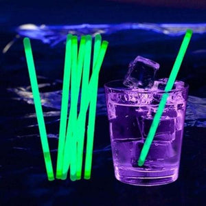 6.5 Inch Glow In The Dark Super Bright Multipurpose Drink Stirrers (Green Color, 15 Stirrers Per Pack) - Glow-Paradise