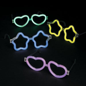 Heart & Star Glow Glasses (Assorted Colors, 12 Glasses Per Pack) - Glow-Paradise