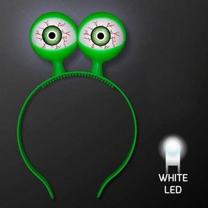 LED Flashing Spooky Eyeballs Headband (Green Color, 1 Quantity Per Pack) - Glow-Paradise