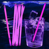 6.5 Inch Glow In The Dark Super Bright Multipurpose Drink Stirrers (Purple Color, 15 Stirrers Per Pack) - Glow-Paradise