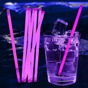 6.5 Inch Glow In The Dark Super Bright Multipurpose Drink Stirrers (Purple Color, 15 Stirrers Per Pack) - Glow-Paradise