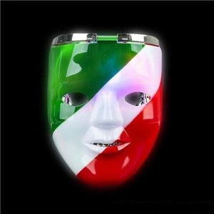 LED Light Up Mexican Flag Double Mask (1 Mask Per Pack) - Glow-Paradise