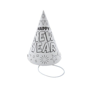 Color Your Own New Year’s Eve Party Hats (12 Quantity Per Pack) - Glow-Paradise