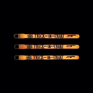 6 Inch Trick-or-Treat Print Glow Sticks (Orange Color, 12 Count Per Pack) - Glow-Paradise