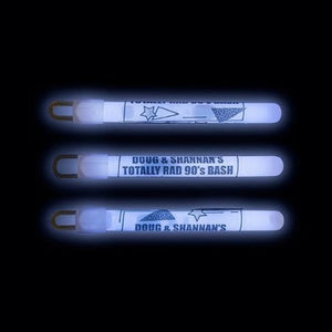 4 Inch Personalized 90s Party Glow Sticks (White Color, 12 Count Per Pack) - Glow-Paradise