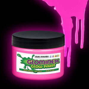 Glominex Glow Paint 8 oz Jar (Pink Color, 1 Jar Per Pack) - Glow-Paradise