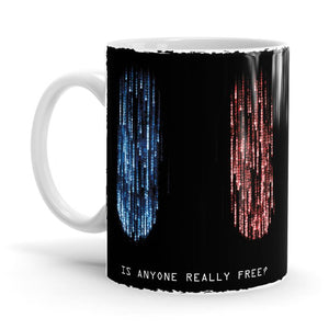 Is Anyone Really Free? - Matrix Ceramic Home Kitchen Drinking Coffee Milk Mug (350ml/11oz, Made in USA) - Glow-Paradise