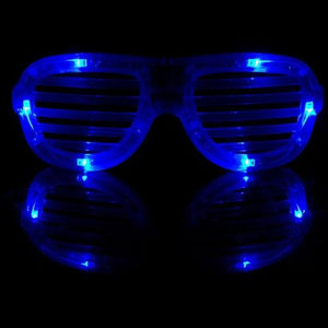 LED Light Up White Hip Hop Shutter Shades Sunglasses (Blue Color, 1 Per Pack) - Glow-Paradise