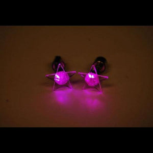 LED Light Up Star Stud Earrings (Pink Color, 1 Pair Per Pack) - Glow-Paradise