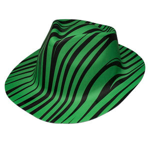 Neon Animal Print Striped Fedora Hats (Green Color, 1 Quantity Per Pack) - Glow-Paradise