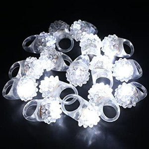 LED Flashing Jelly Bumpy Rings (White Color, 12 Rings Per Pack) - Glow-Paradise