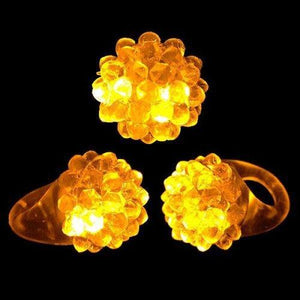 LED Flashing Jelly Bumpy Rings (Yellow Color, 12 Rings Per Pack) - Glow-Paradise