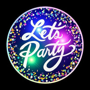 Light Up Lets Party Flashing Blinky Light Badge Pin (1 Per Pack) - Glow-Paradise