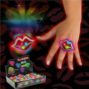 LED Red Lip Jelly Rings (Assorted Colors, 24 Rings Per Pack) - Glow-Paradise