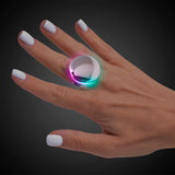 LED Light Up Silver Button Ring (Silver Color, 1 Ring Per Pack) - Glow-Paradise