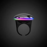 LED Light Up Silver Button Ring (Silver Color, 1 Ring Per Pack) - Glow-Paradise