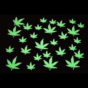 Glow in the Dark Marijuana Weed Pot Leafs Stickers (50 Stickers Per Pack) - Glow-Paradise