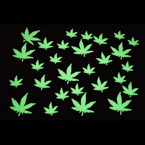 Glow in the Dark Marijuana Weed Pot Leafs Stickers (50 Stickers Per Pack) - Glow-Paradise