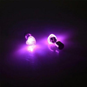 LED Light Up Heart Stud Earrings (Pink Color, 1 Pair Per Pack) - Glow-Paradise