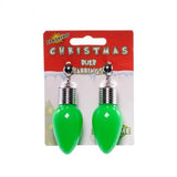LED Light Up Bulb Clip-On Earrings (Green Color, 1 Pair Per Pack) - Glow-Paradise