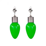 LED Light Up Bulb Clip-On Earrings (Green Color, 1 Pair Per Pack) - Glow-Paradise