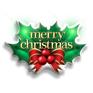 Merry Christmas Holly Flashing Blinky Body Light Lapel Pins (1 Per Pack) - Glow-Paradise