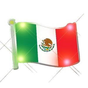 Mexican Flag Flashing Body Light Lapel Pins (1 Per Pack) - Glow-Paradise