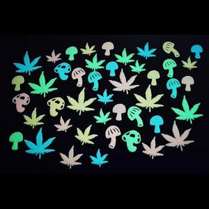 Glow in the Dark Multicolor Marijuana Weed Pot Leaves (24 Stickers Per Pack) - Glow-Paradise
