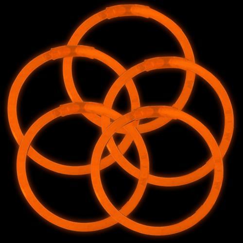 8 Inch Premium Glow Stick Bracelets (Orange Color, 100 Counts Per Pack) - Glow-Paradise