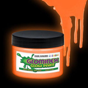 Glominex Glow Paint 8 oz Jar (Orange Color, 1 Jar Per Pack) - Glow-Paradise