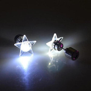 LED Light Up Star Stud Earrings (White Color, 1 Pair Per Pack) - Glow-Paradise