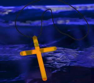 15 Inch Glow Stick Cross Necklaces (Orange Color, 50 Necklaces Per Pack) - Glow-Paradise