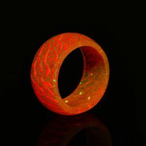 Silicon Glow In The Dark Thick Band Rings (Orange Colors, 1 Count Per Pack) - Glow-Paradise