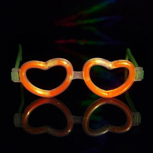Glow Heart Shaped Glasses (Orange Color, 12 Eye Glassess Per Pack) - Glow-Paradise